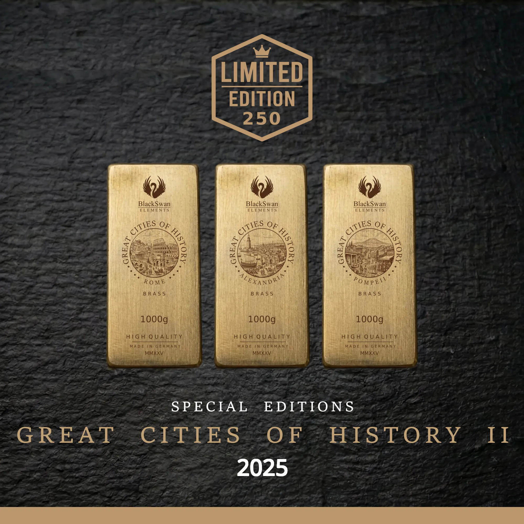 GREAT CITIES OF HISTORY II (2025) - Limited Edition - 6  x 1000g Messingbarren