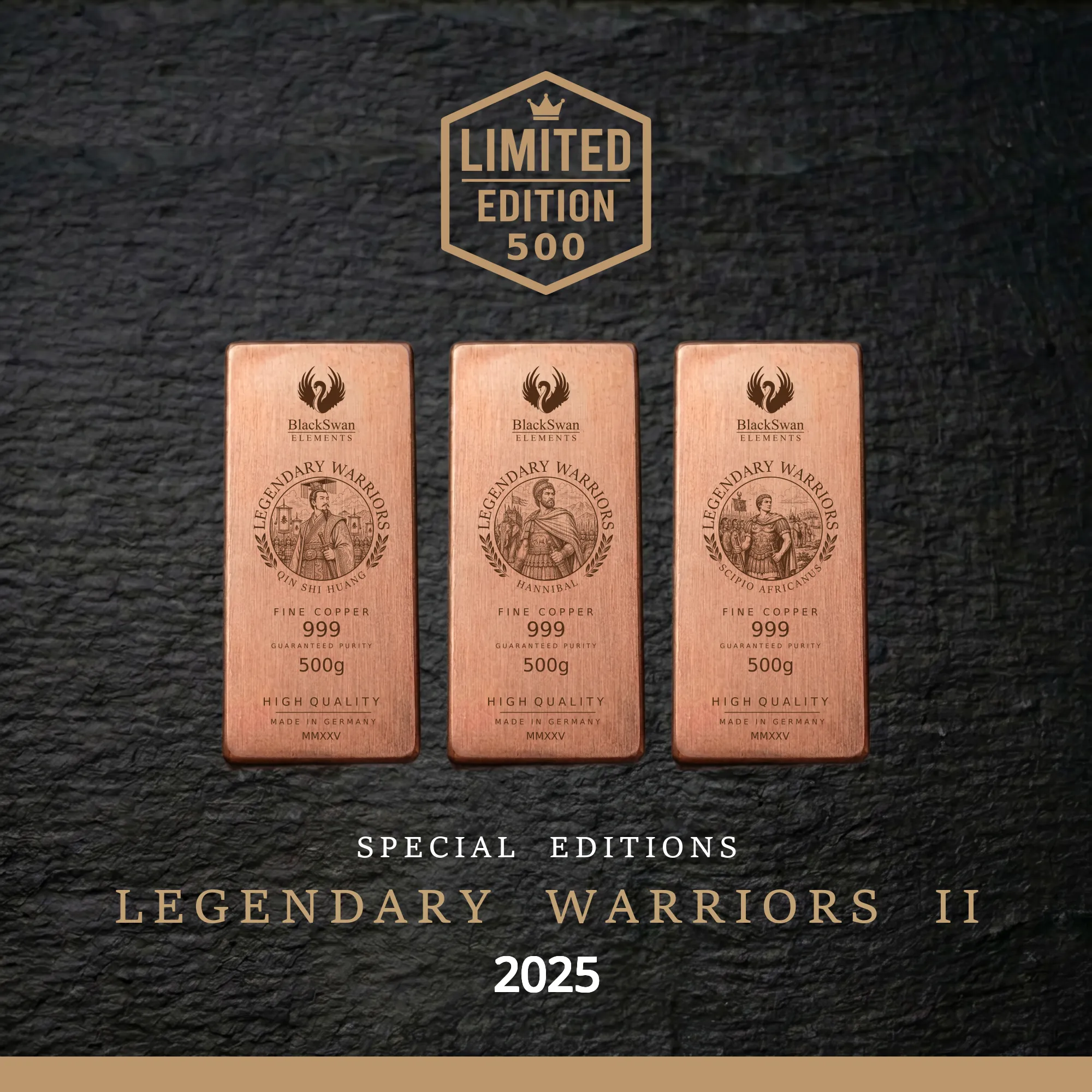 LEGENDARY WARRIORS II (2025) - Limited Edition - 6  x 500g Kupferbarren