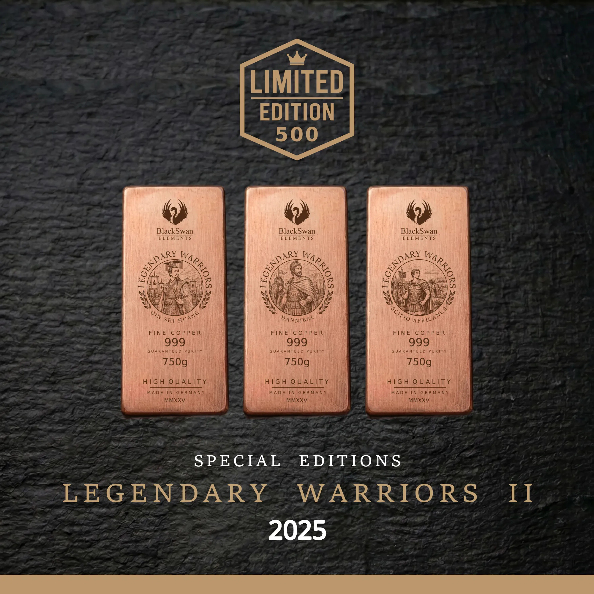 LEGENDARY WARRIORS II (2025) - Limited Edition - 6  x 750g Kupferbarren
