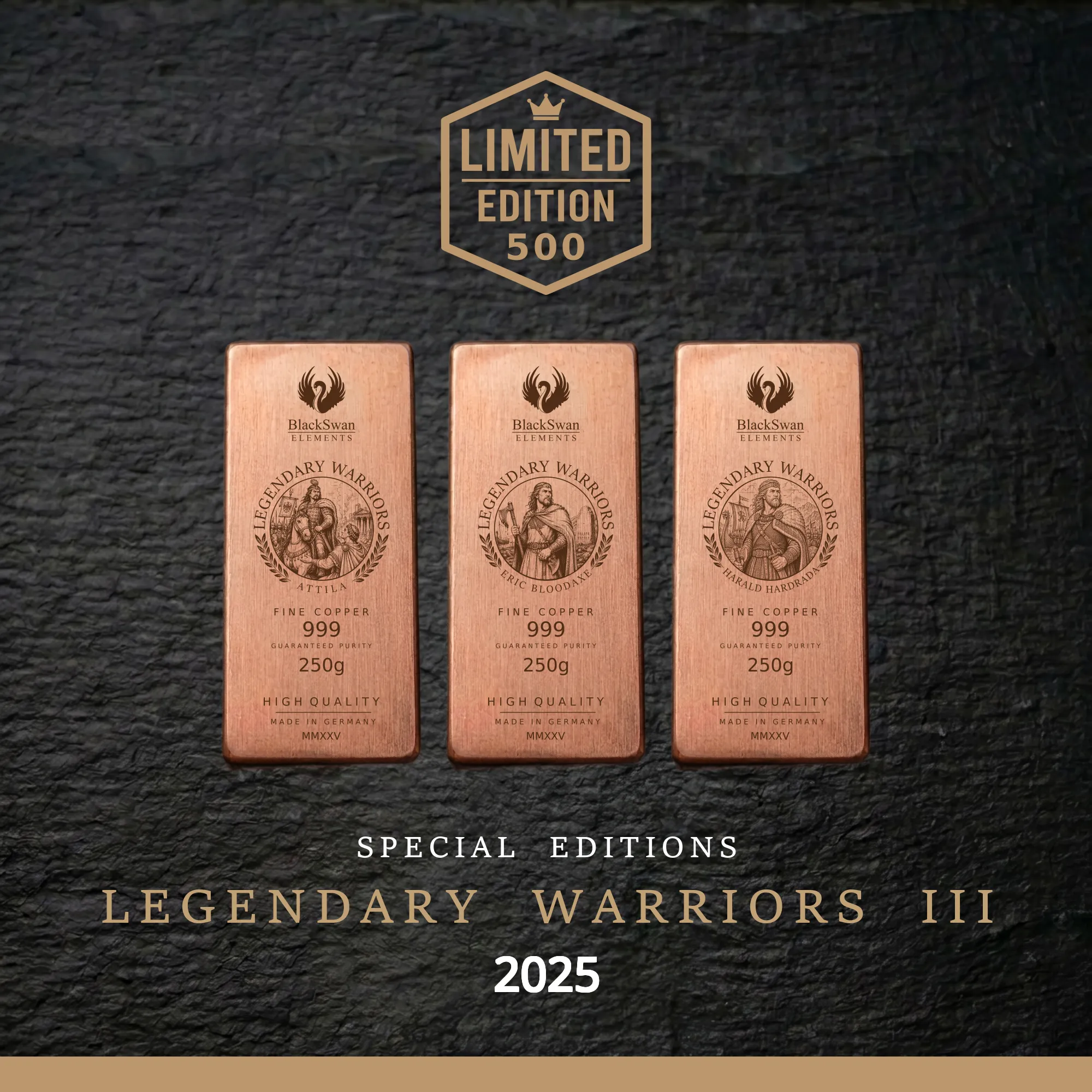 LEGENDARY WARRIORS III (2025) - Limited Edition - 6  x 250g Kupferbarren