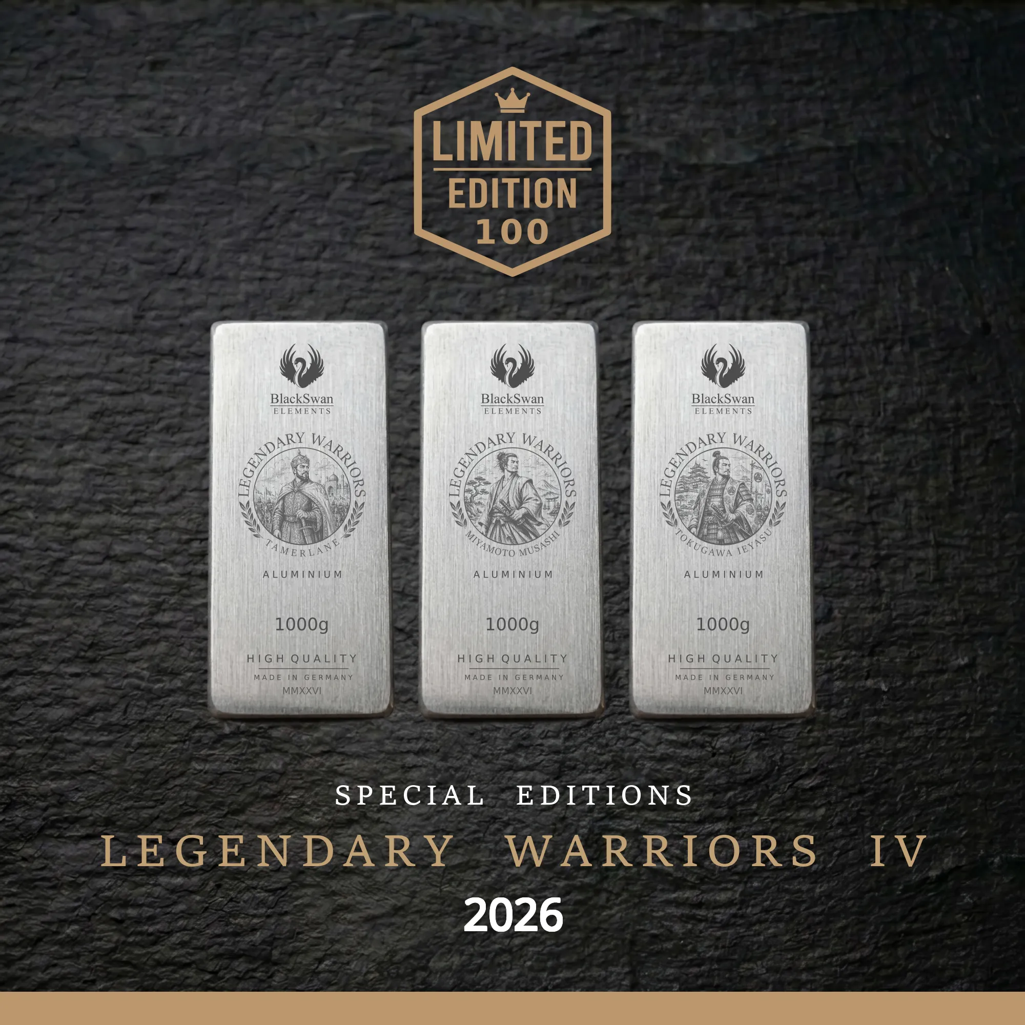 LEGENDARY WARRIORS IV (2026) - Limited Edition - 6  x 1000g Aluminiumbarren