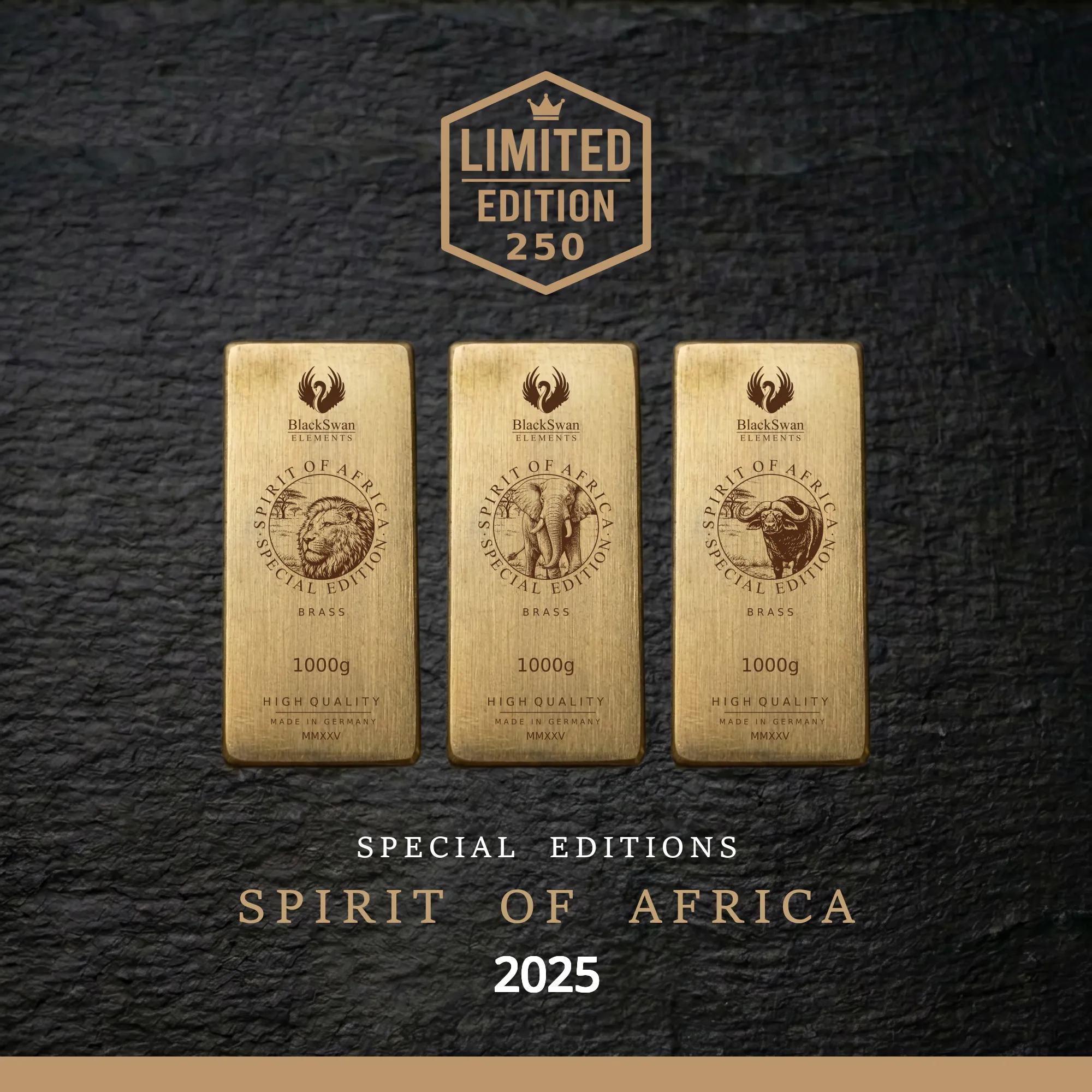 SPIRIT OF AFRICA (2025) - Limited Edition - 5  x 1000g Messingbarren