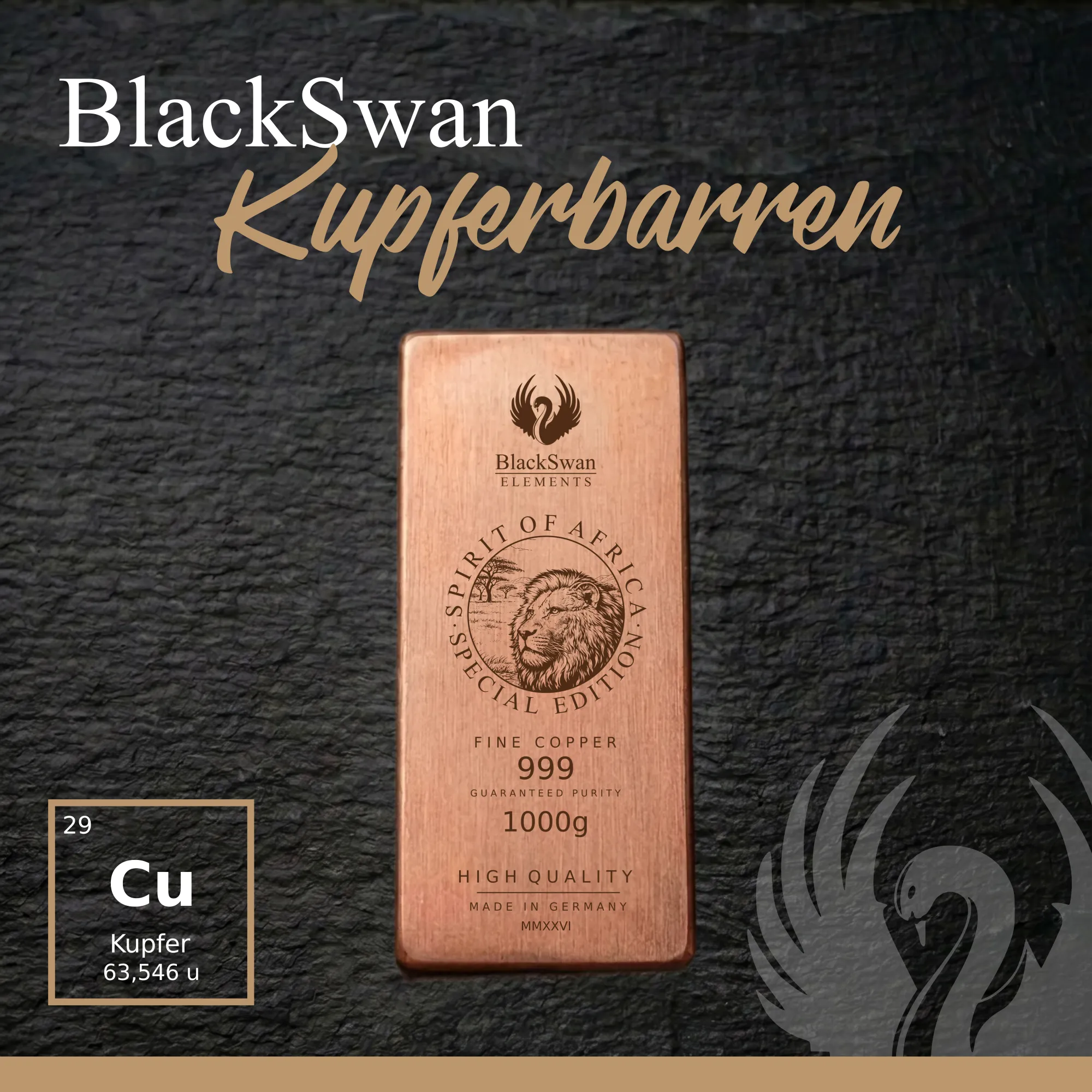 SPIRIT OF AFRICA (2026) - Limited Edition - 5  x 1000g Kupferbarren