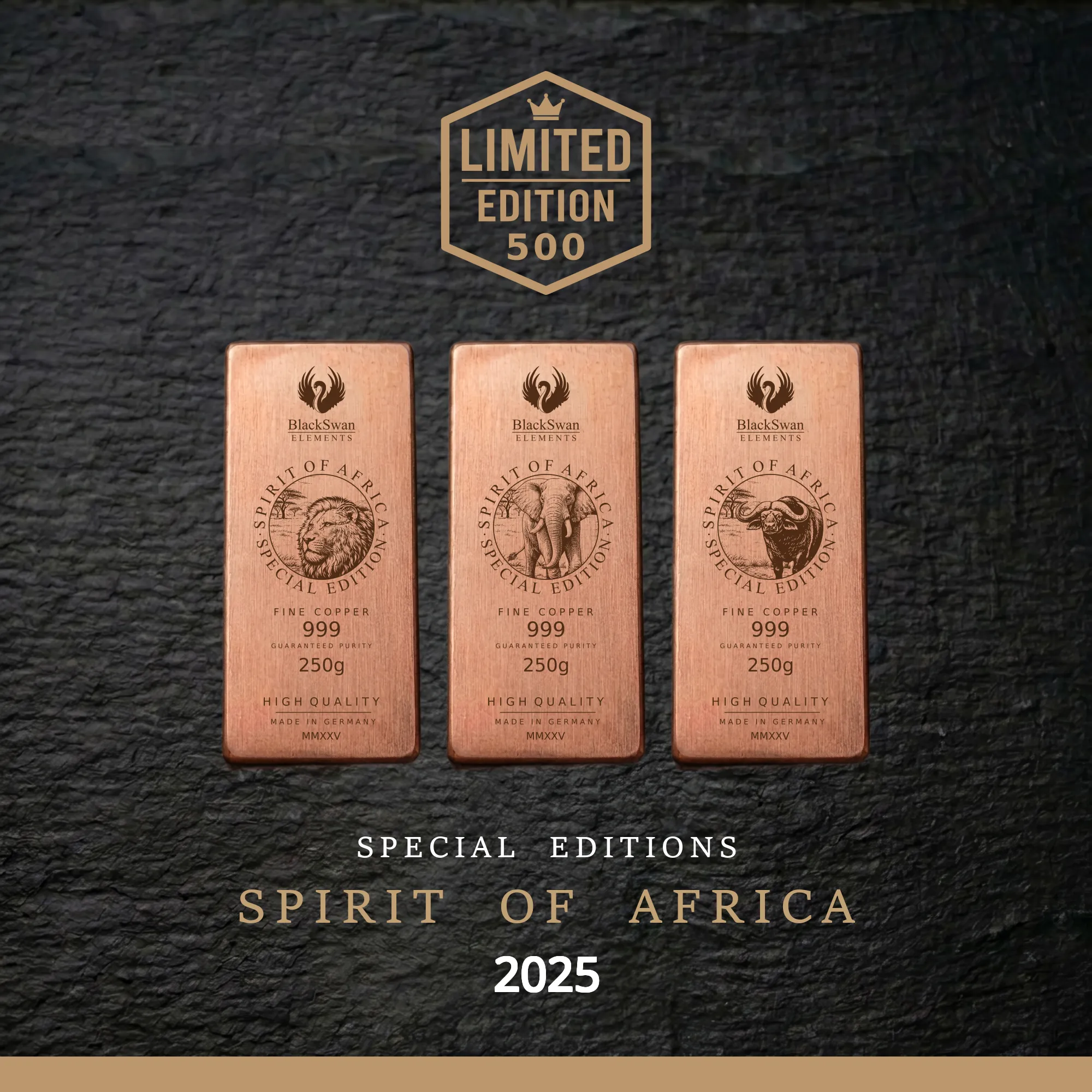 SPIRIT OF AFRICA (2025) - Limited Edition - 5  x 250g Kupferbarren
