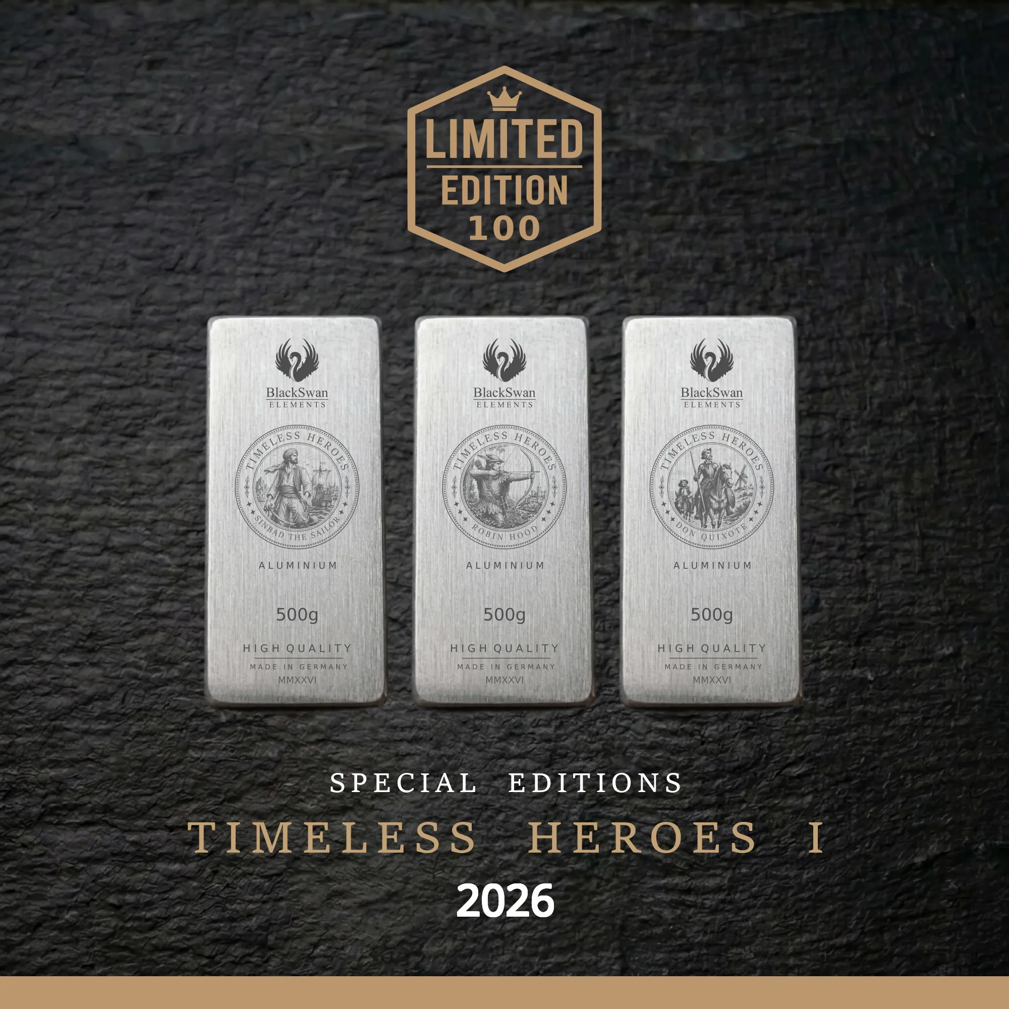 TIMELESS HEROES I (2026) - Limited Edition - 6  x 500g Aluminiumbarren