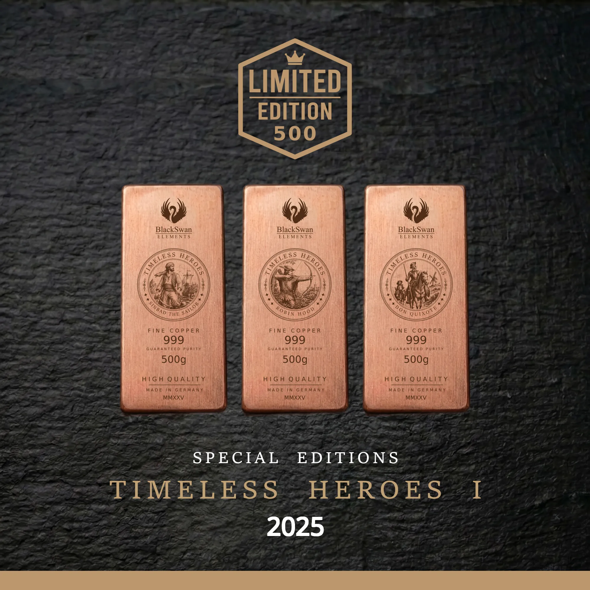 TIMELESS HEROES I (2025) - Limited Edition - 6  x 500g Kupferbarren