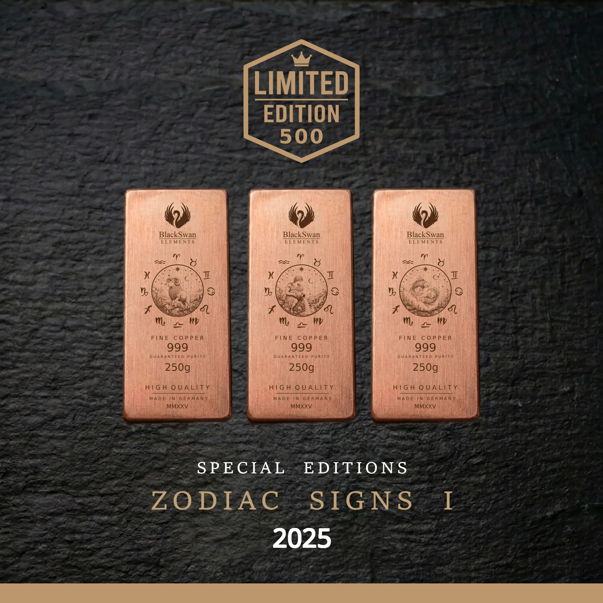 Zodiac Signs I (2025) - Limited Edition - 6  x 250g Kupferbarren